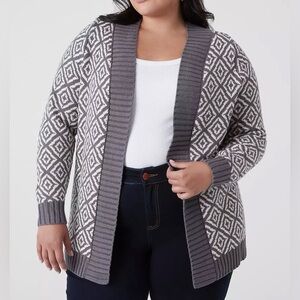 💥Love By Design Grey & Ivory Long Sleeve Cardigan L